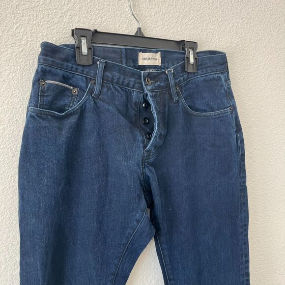 Taylor Stitch Democratic Jeans Men 30 Blue Denim Dark Wash Straight Leg Mid Rise - Picture 3 of 7